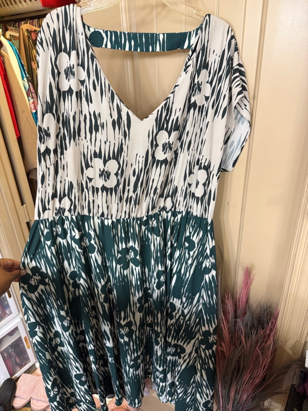 Eloquii Teal and White Floral Dress sz 18